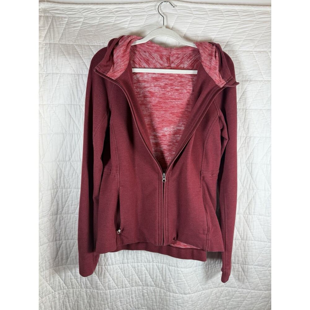 Lululemon Rosewood Red Take Ten Full Zip Hoodie Sweatshirt Jacket Womens Size 6 - Picture 2 of 7